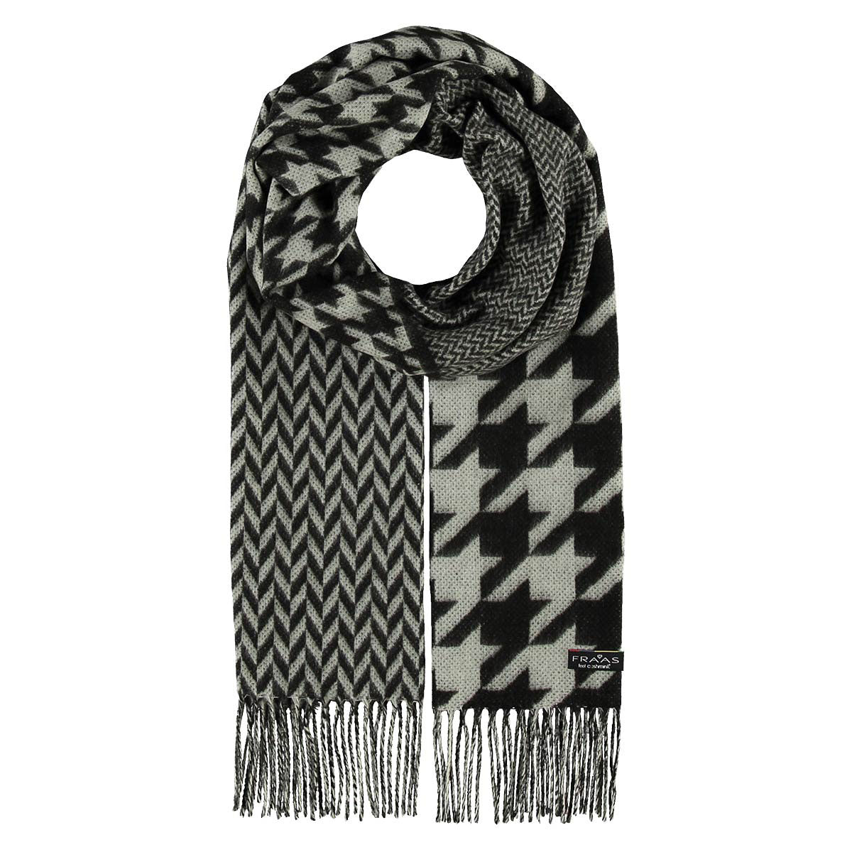 Fraas Scarf Cashmink Houndstooth Black 625270 990 - SKRF