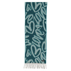 Fraas Scarf Cashmink Love Heart Pattern Teal 625354 690 - SKRF