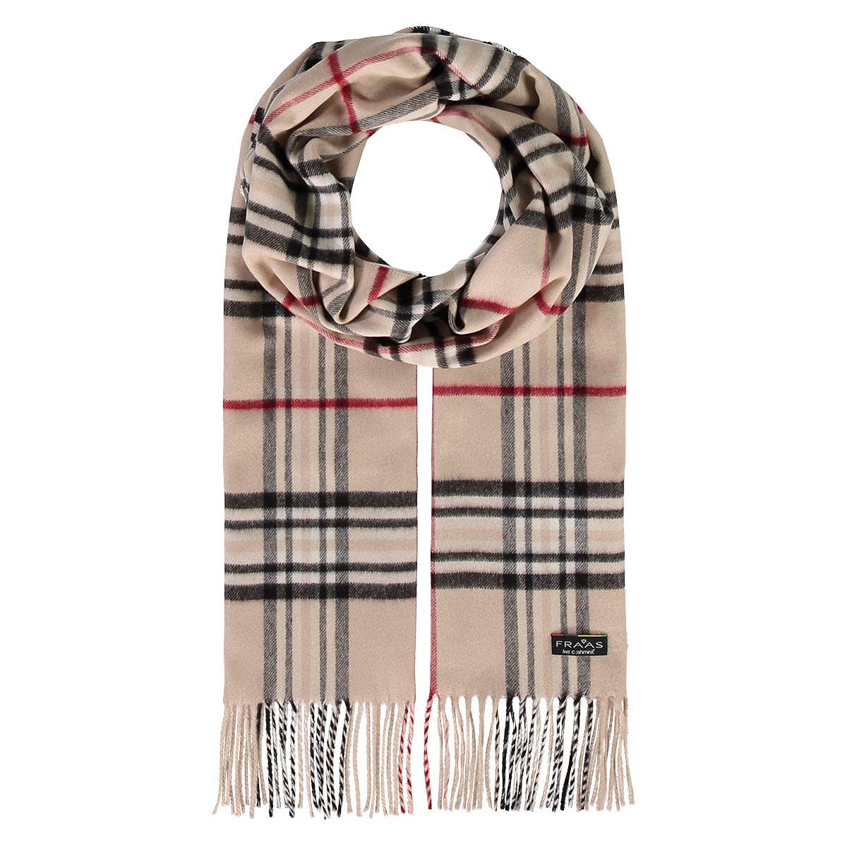 Fraas Scarf Cashmink Plaid Beige 625391 170 - SKRF