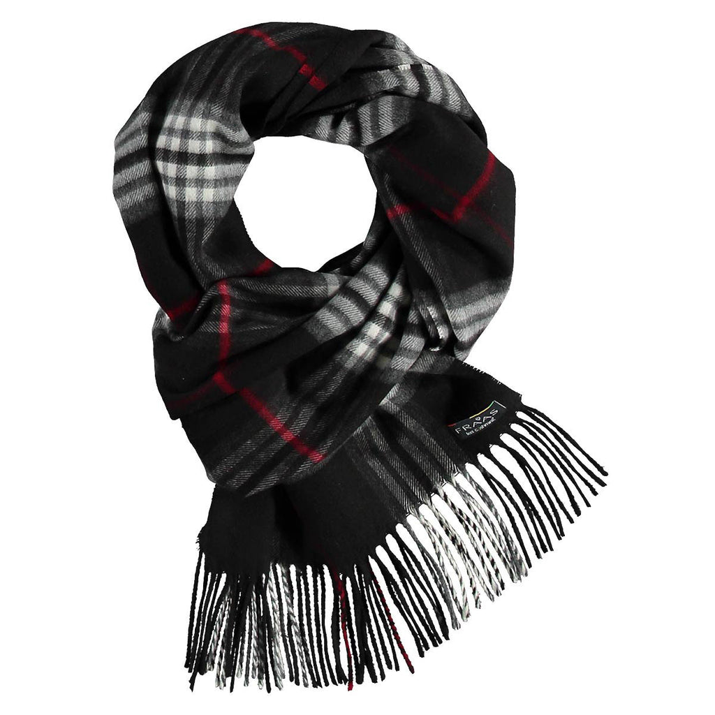 Fraas Scarf Cashmink Plaid Black 625391 990 - SKRF