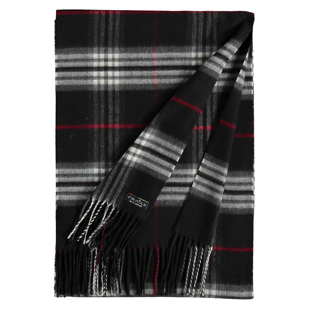 Fraas Scarf Cashmink Plaid Black 625391 990 - SKRF