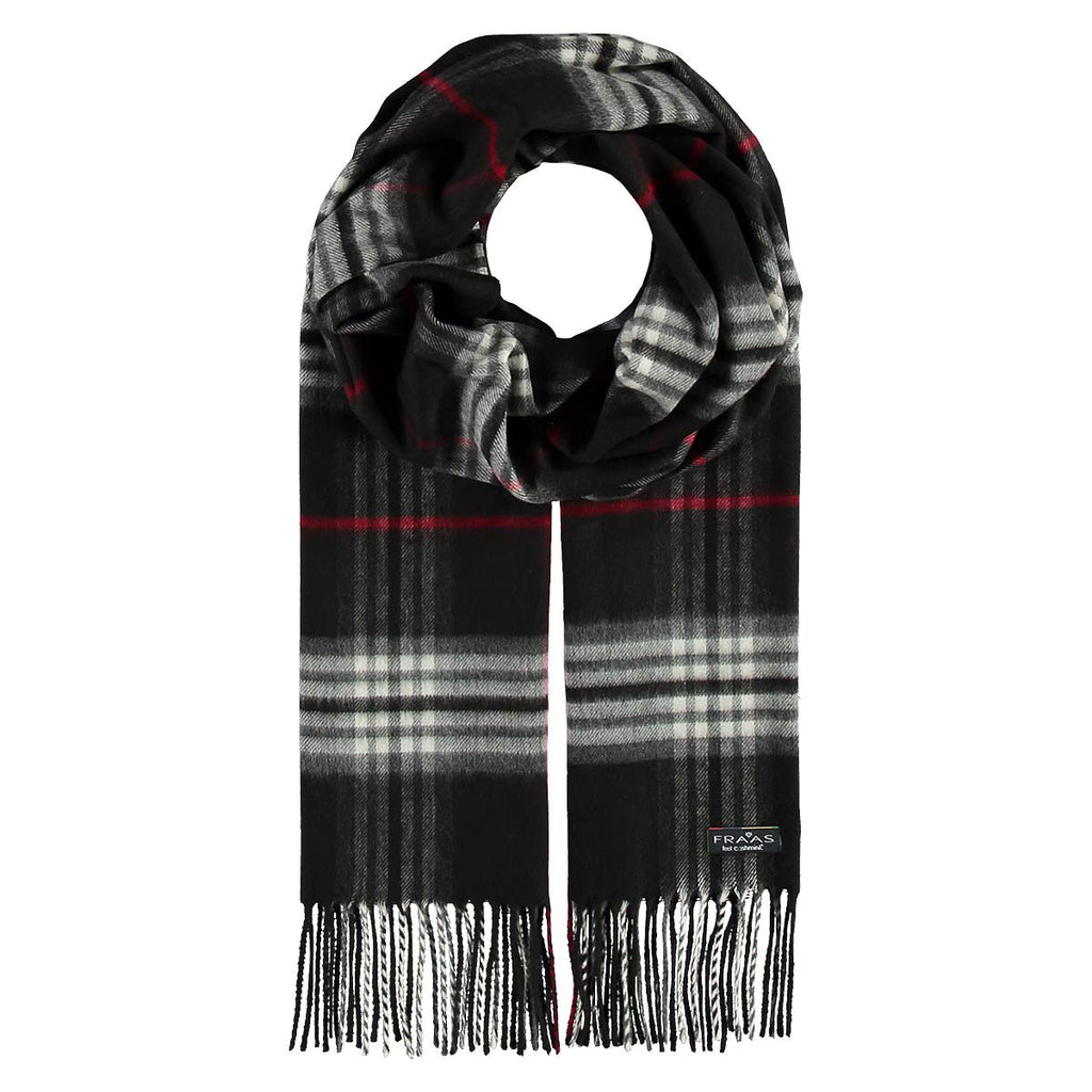 Fraas Scarf Cashmink Plaid Black 625391 990 - SKRF
