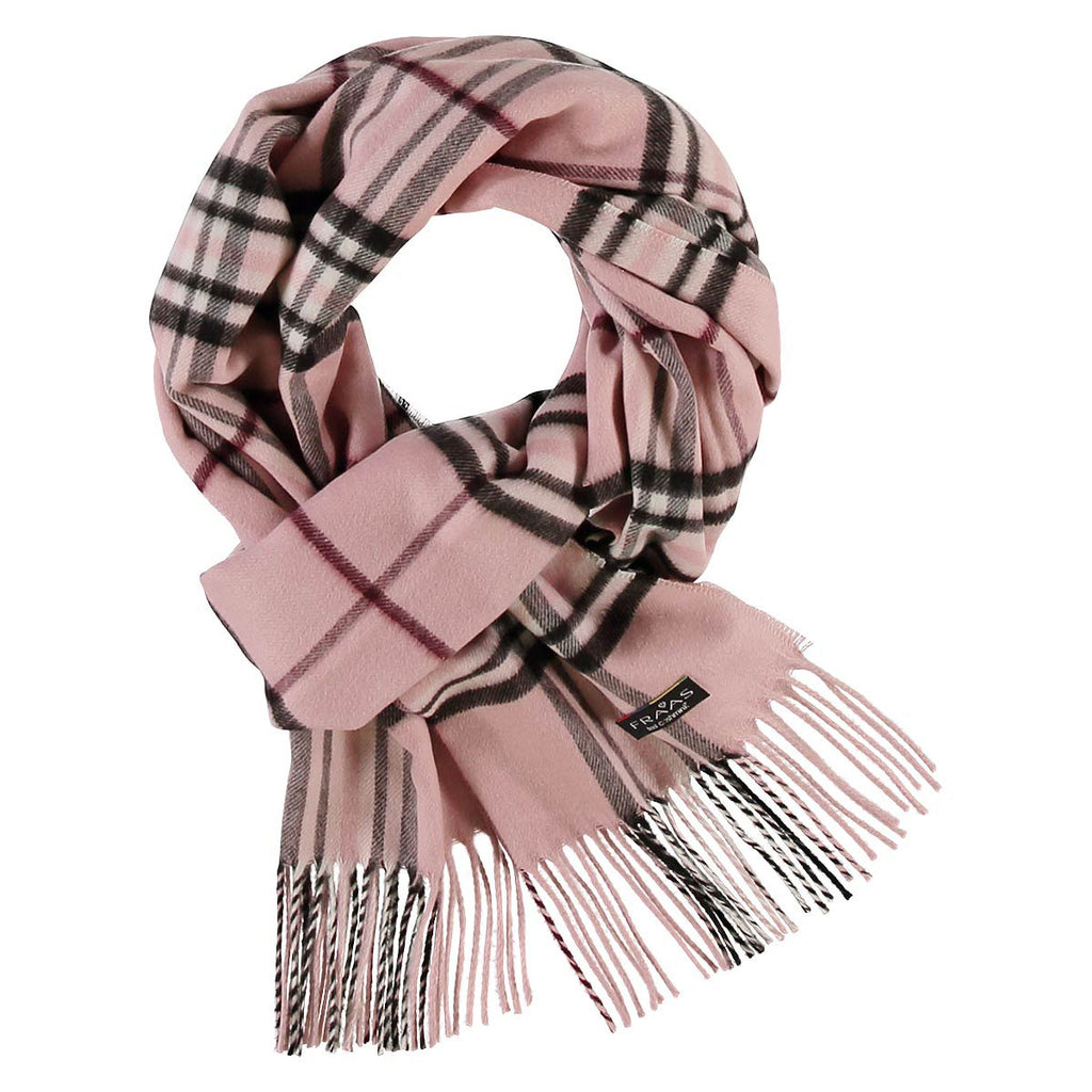 Fraas Scarf Cashmink Plaid Rose Pink 625391 410 - SKRF