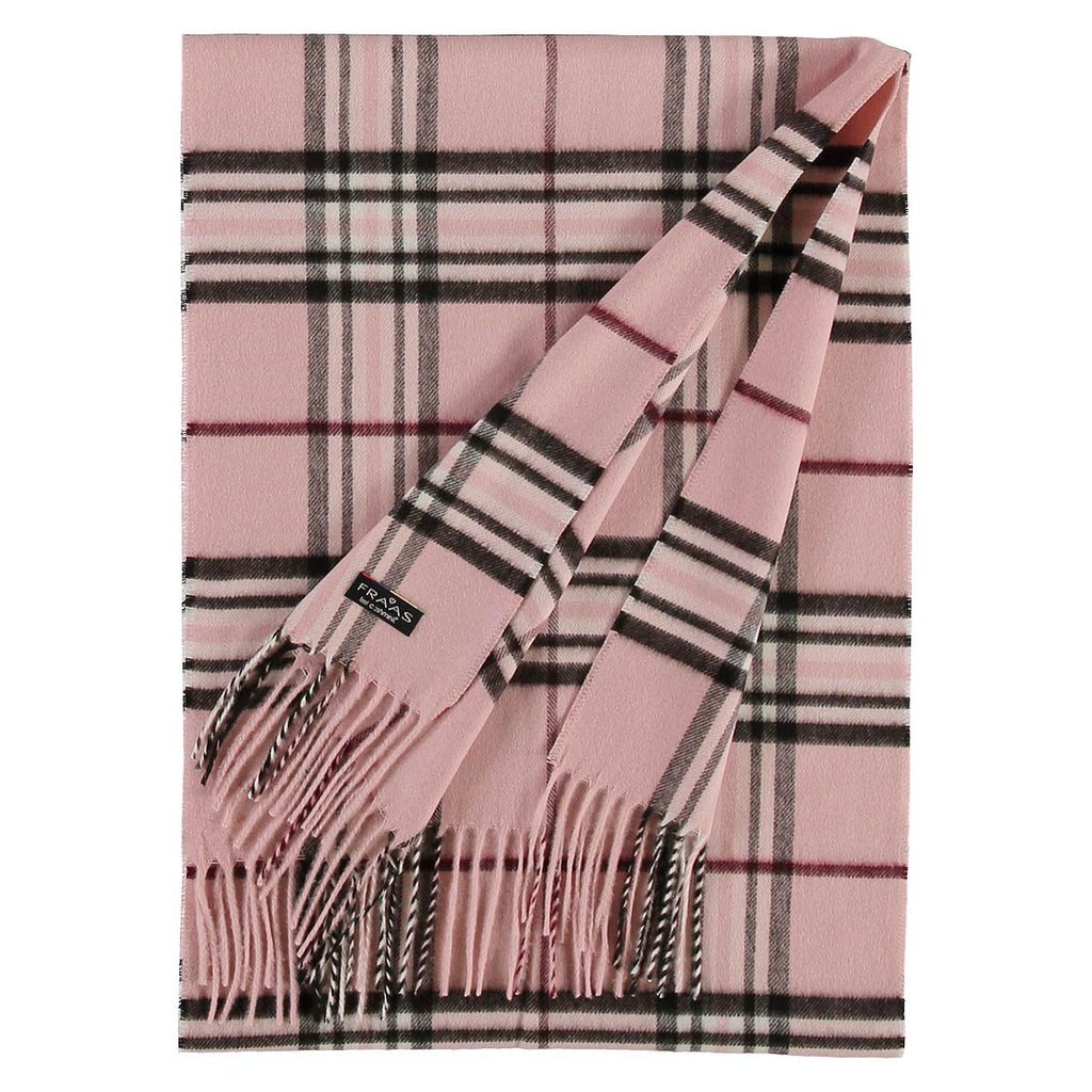 Fraas Scarf Cashmink Plaid Rose Pink 625391 410 - SKRF