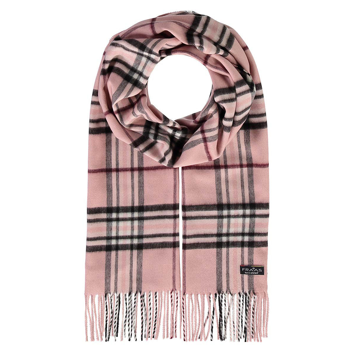 Fraas Scarf Cashmink Plaid Rose Pink 625391 410 - SKRF