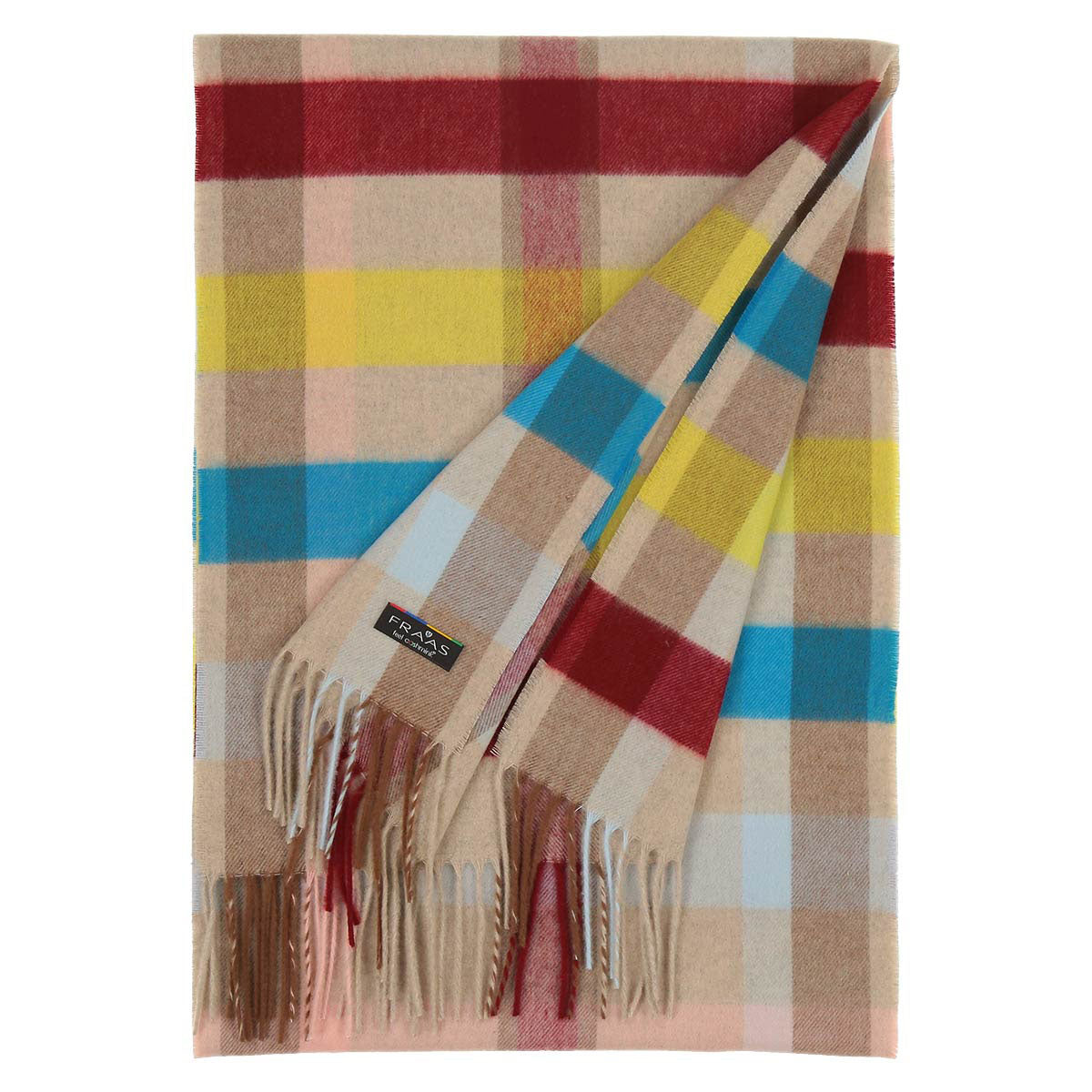 Fraas Scarf Cashmink Small Check Blue 625360 172 - SKRF