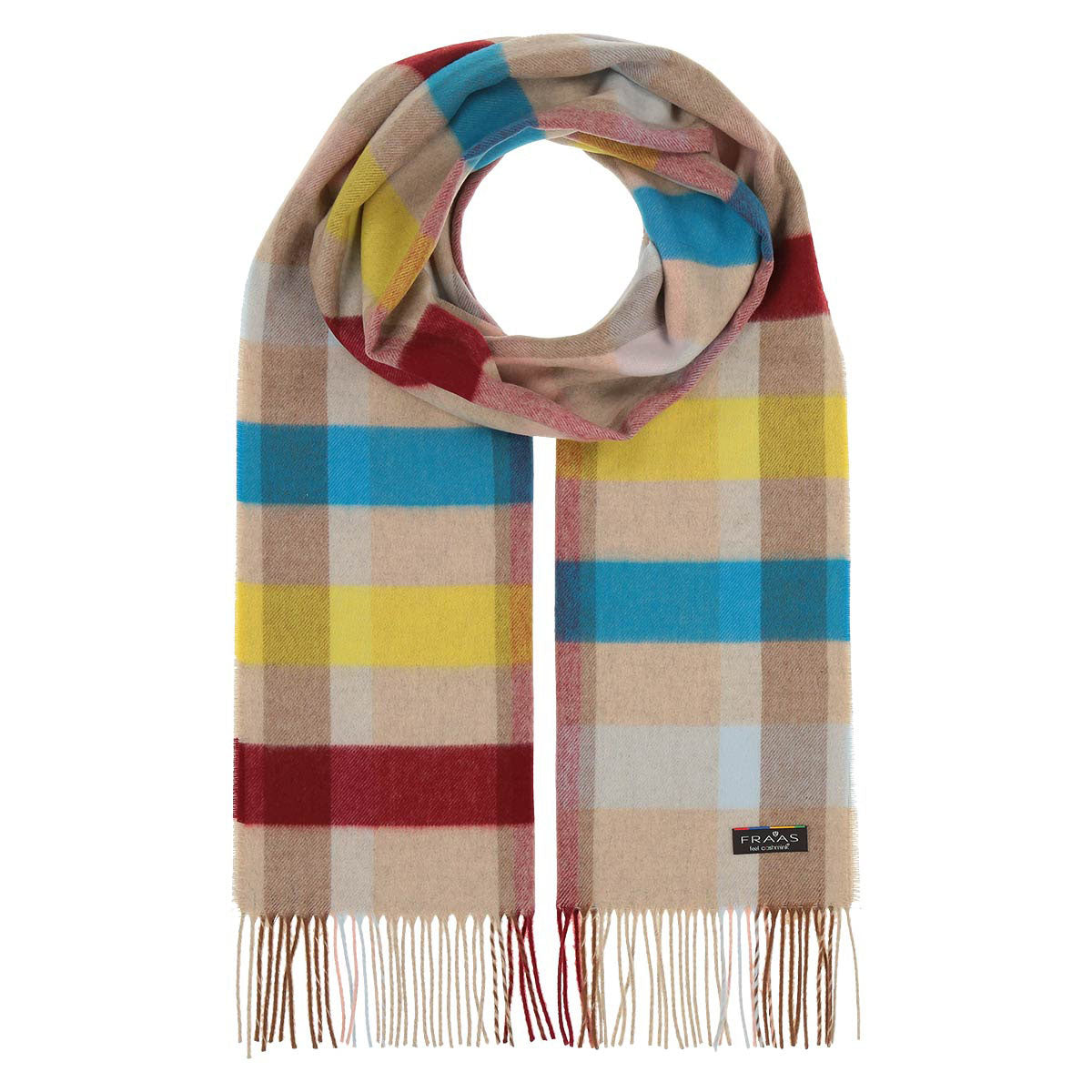 Fraas Scarf Cashmink Small Check Blue 625360 172 - SKRF