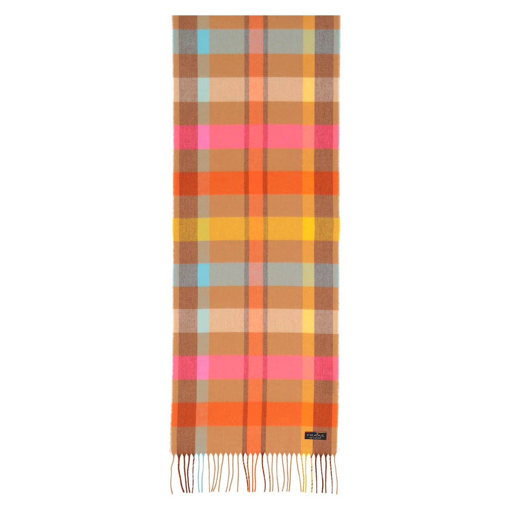 Fraas Scarf Cashmink Small Check Camel Hot Pink 625360 180 - SKRF