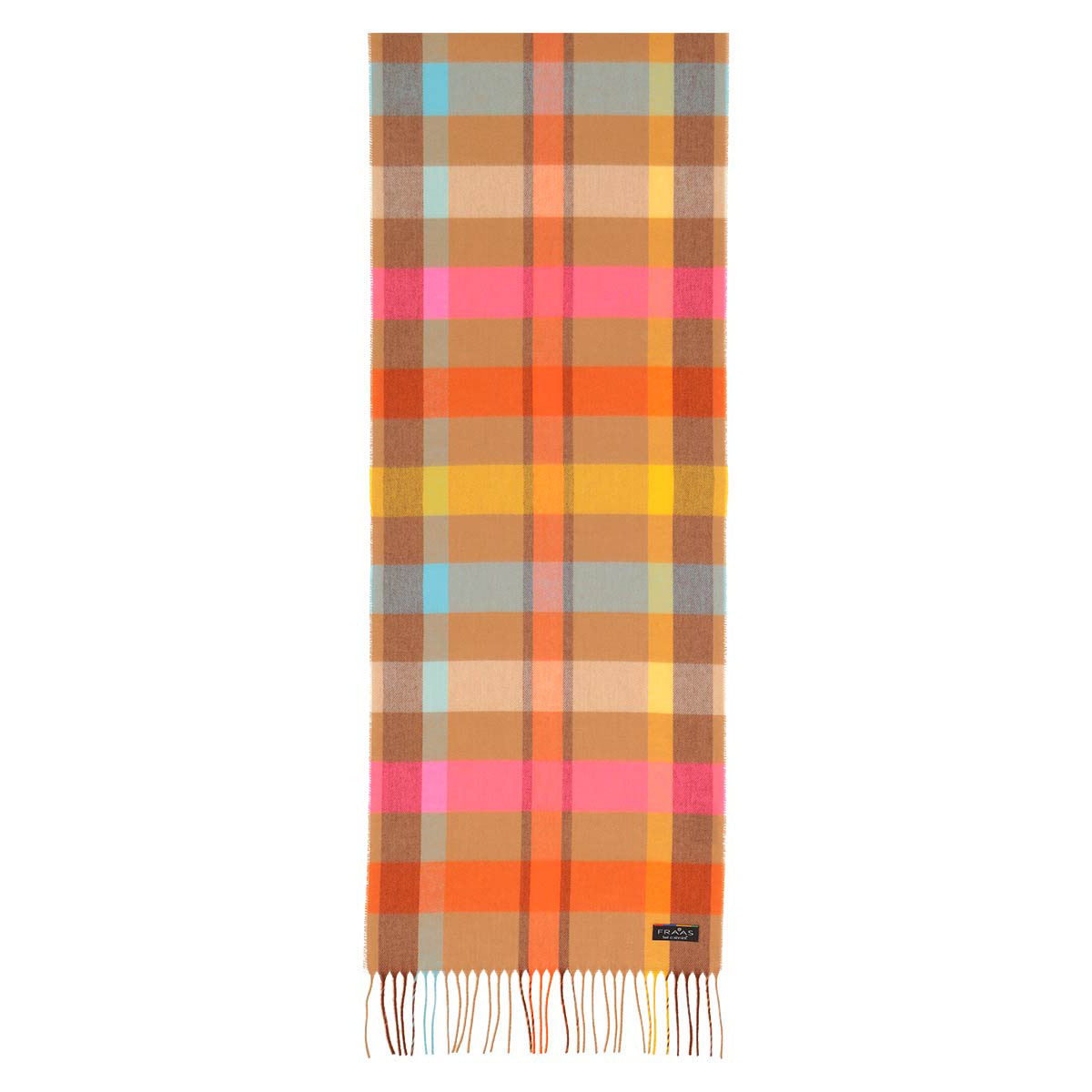 Fraas Scarf Cashmink Small Check Camel Hot Pink 625360 180 - SKRF