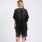 Geometric Pattern Cover Up With Tassels Black - SKRF