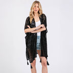 Geometric Pattern Cover Up With Tassels Black - SKRF