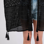 Geometric Pattern Cover Up With Tassels Black - SKRF