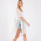 Geometric Pattern Cover Up With Tassels White - SKRF
