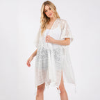 Geometric Pattern Cover Up With Tassels White - SKRF