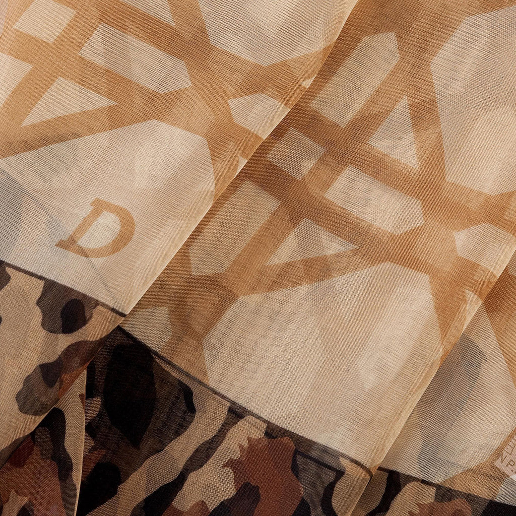 Geometric Print Beige Chiffon Scarf - SKRF