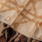 Geometric Print Beige Chiffon Scarf - SKRF