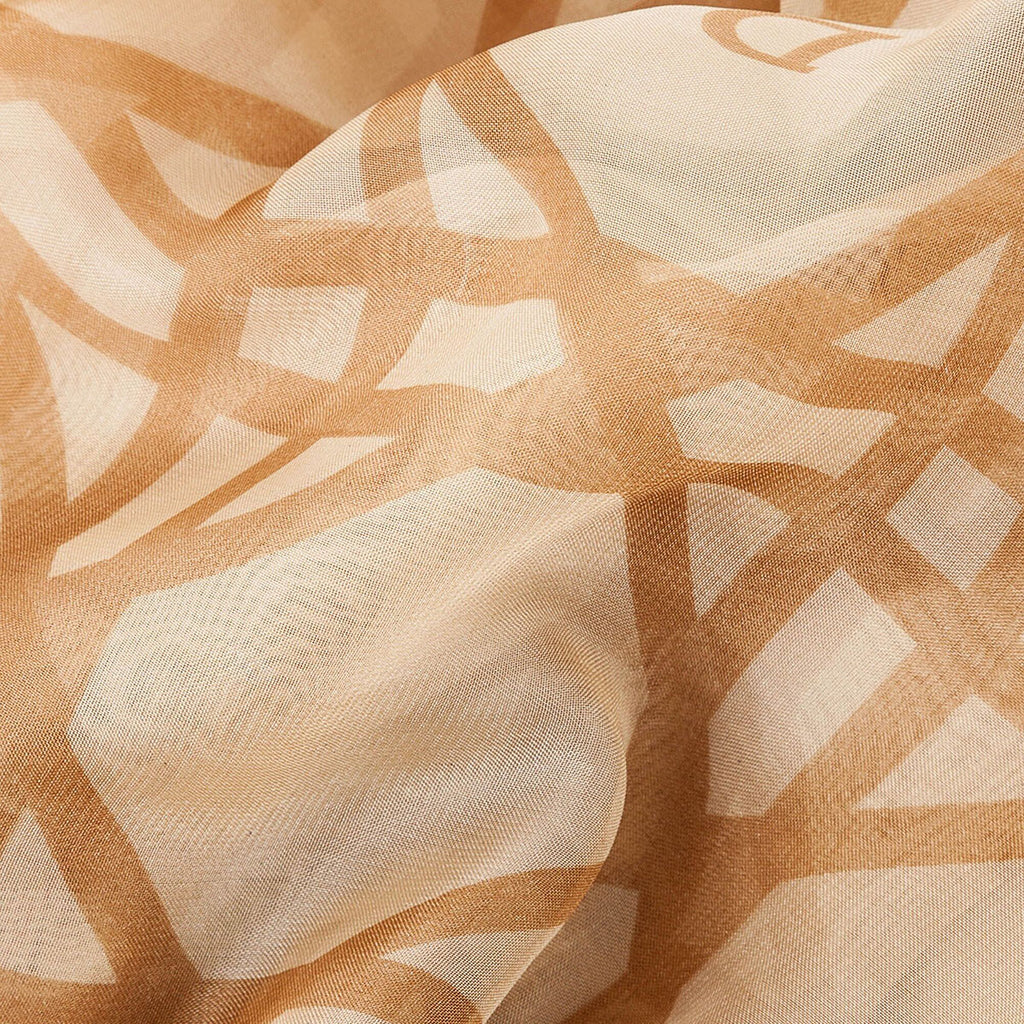 Geometric Print Beige Chiffon Scarf - SKRF