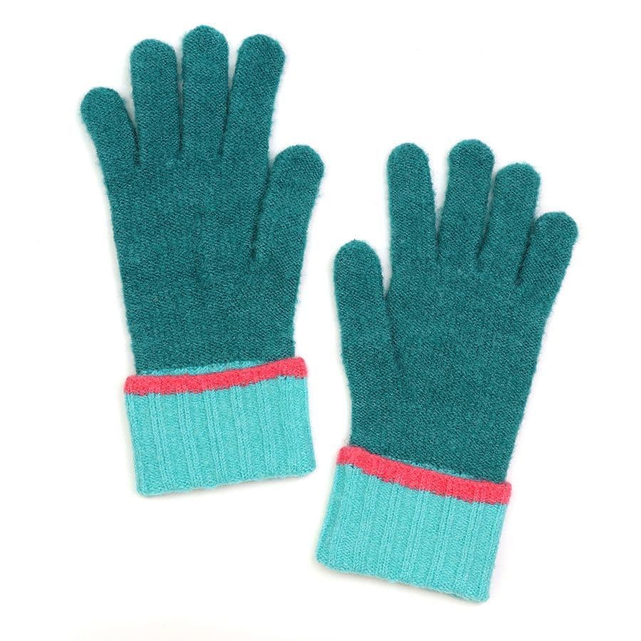 Gloves Recycled Mix Teal Contrast Wrist - SKRF