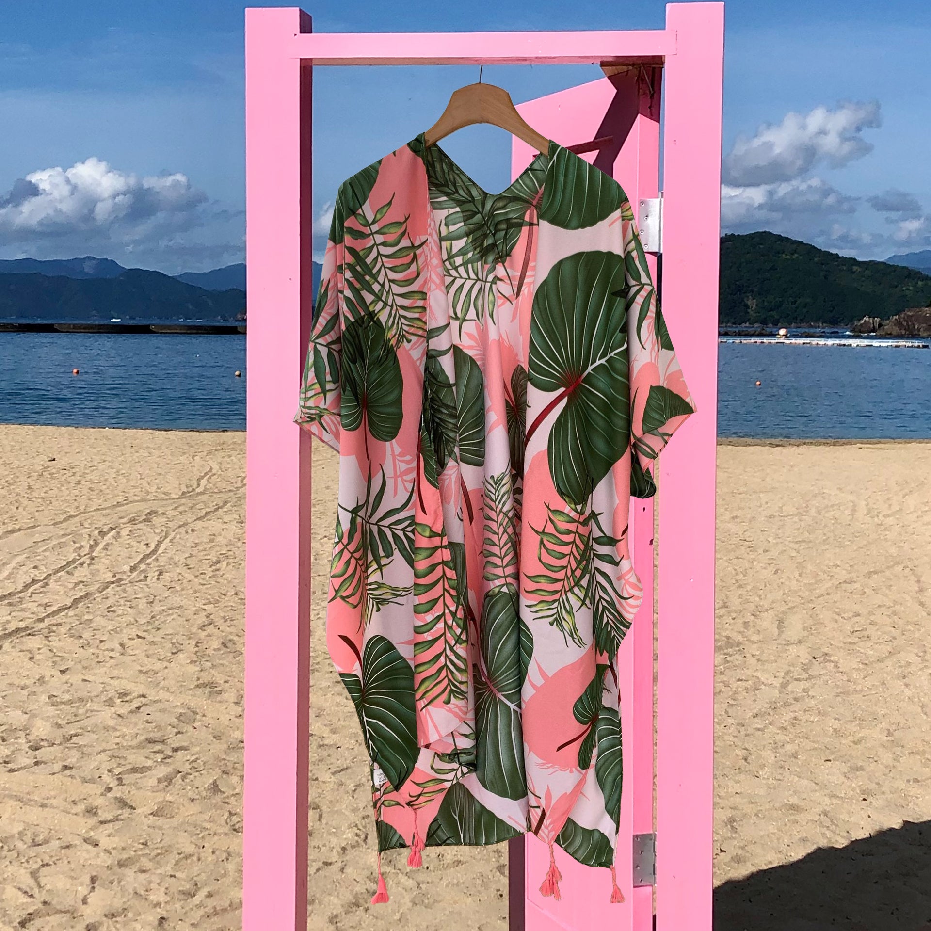 Green Palm Leaf Summer Beach Bikini Cover Up SKRFST066YI40 - SKRF