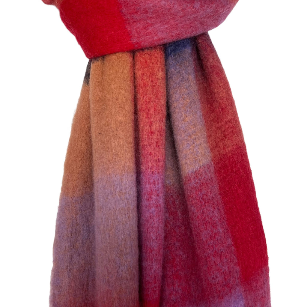 Soft Check Berrie Multicolour Winter Scarf With Tassels