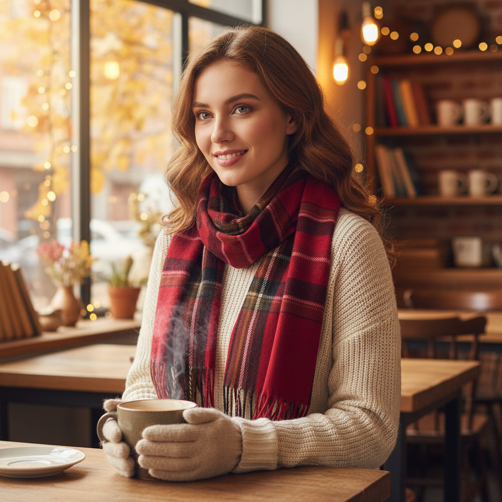 Tartan Winter Scarf With Tassle Ends Red