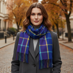 Colourful Royal Blue Check Scarf With Tassels