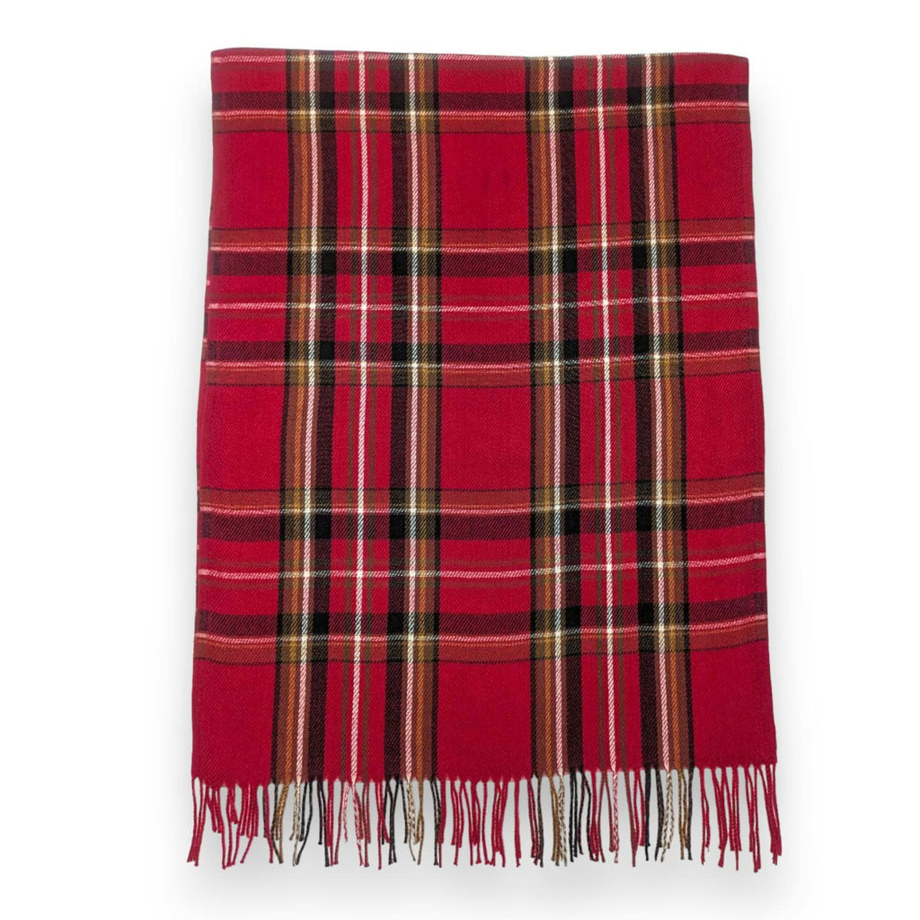 Tartan Winter Scarf With Tassle Ends Red