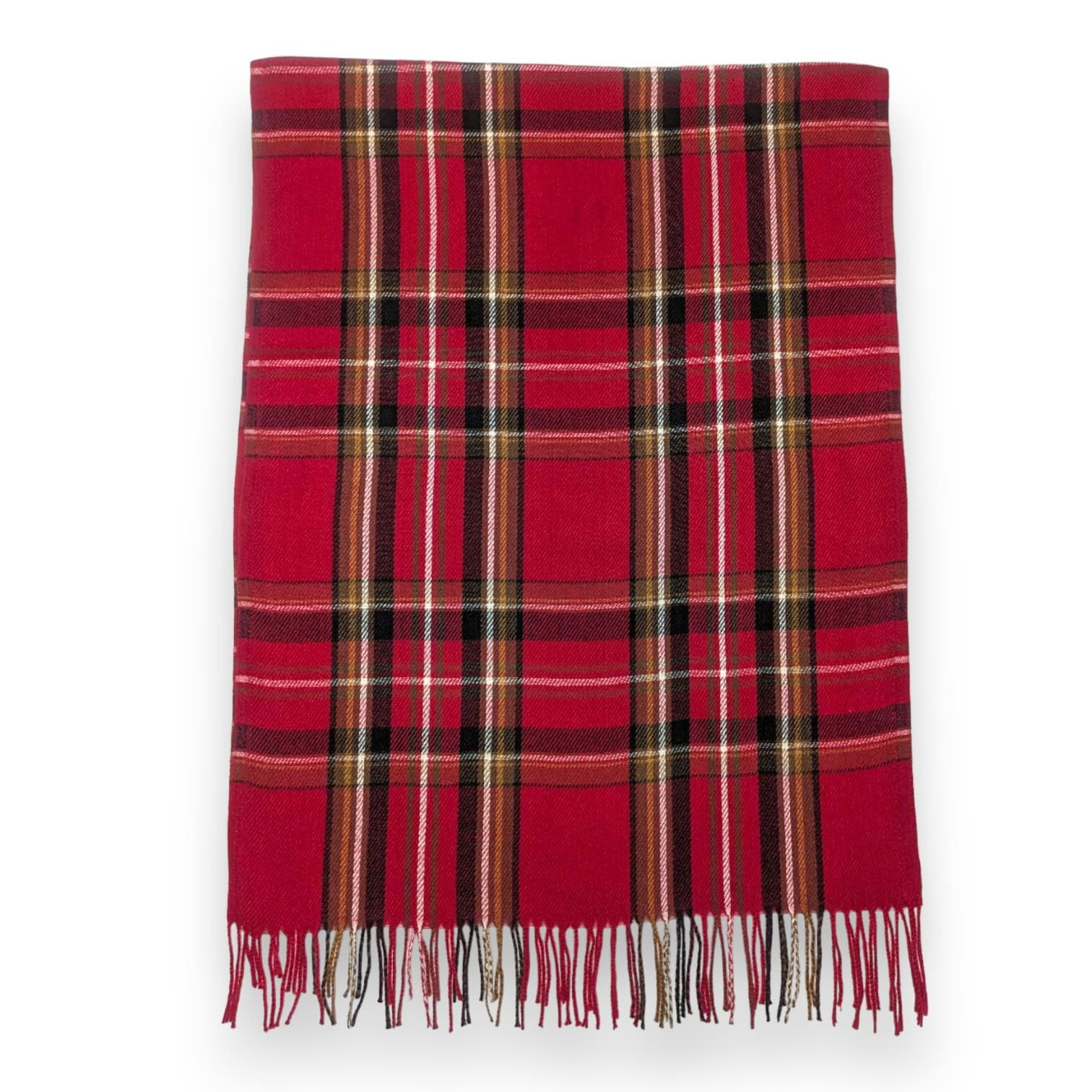 Tartan Winter Scarf With Tassle Ends Red