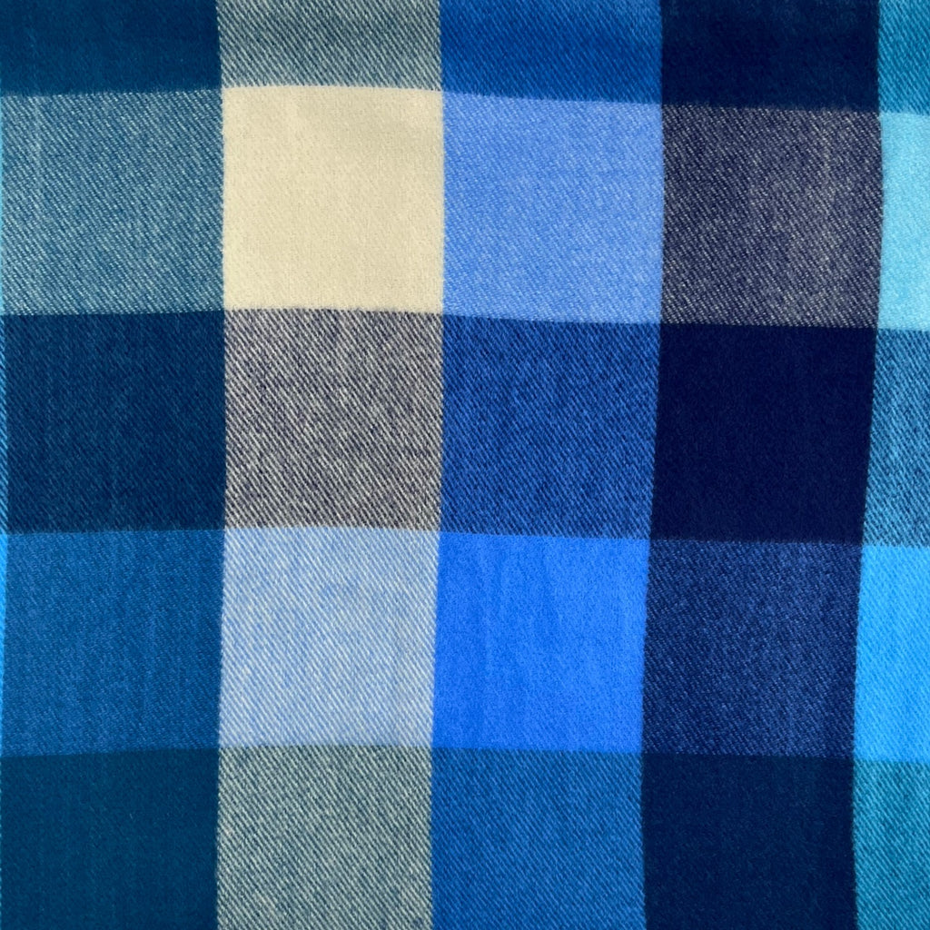 Colourful Blue Check Scarf With Tassels