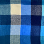 Colourful Blue Check Scarf With Tassels