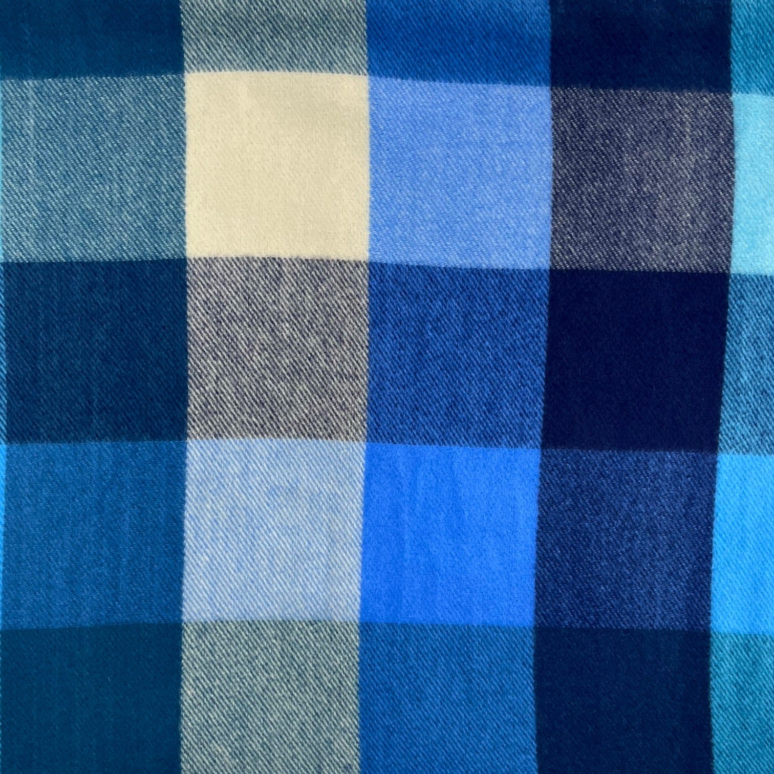 Colourful Blue Check Scarf With Tassels