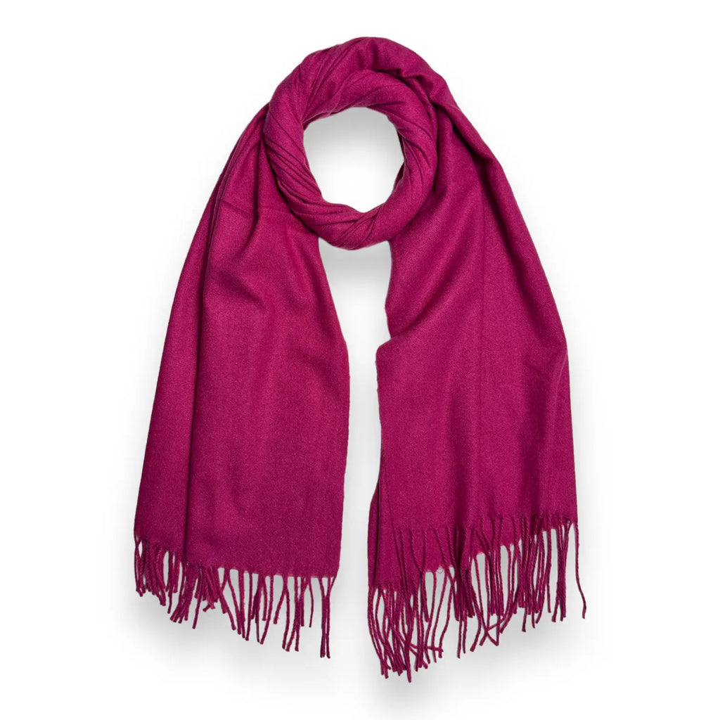 Hot Pink Plain Pashmina Style Tassel Scarf