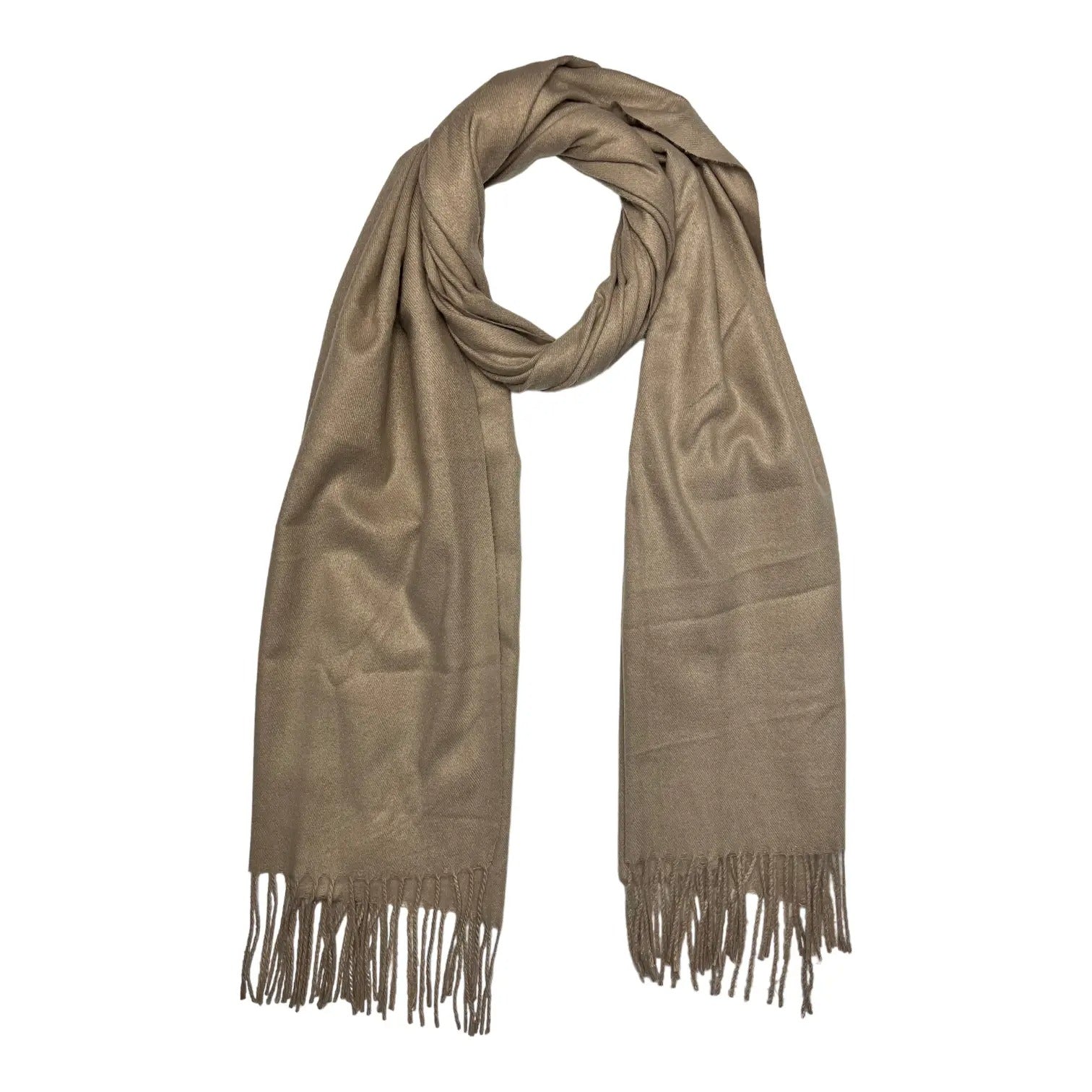 Stone Plain Pashmina Style Tassel Scarf