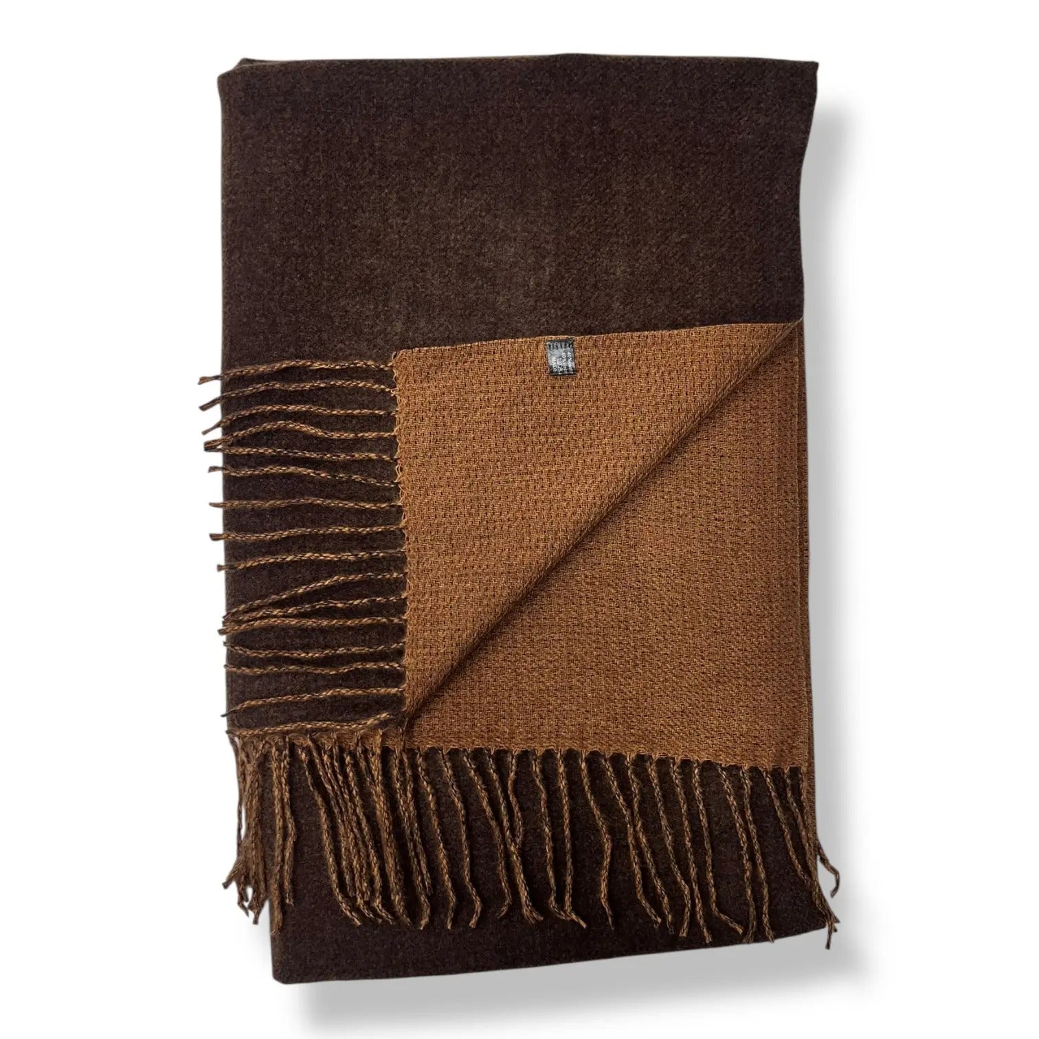 Two Tone Brown Cashmere Blend Pashmina Style Tassel Scarf