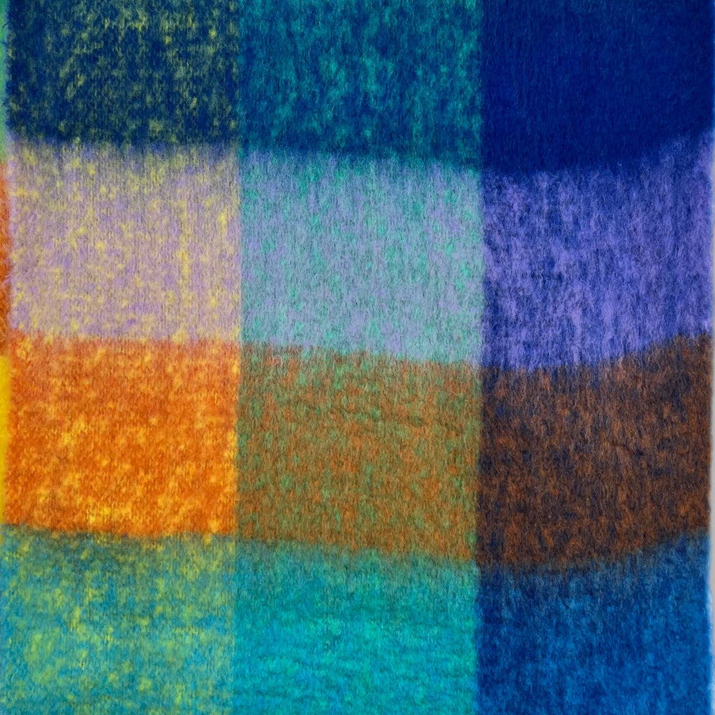 Soft Check Green Multicolour Winter Scarf With Tassels