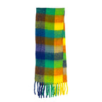 Soft Check Green Multicolour Winter Scarf With Tassels