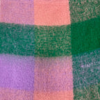 Soft Check Pink Green Multicolour Winter Scarf With Tassels
