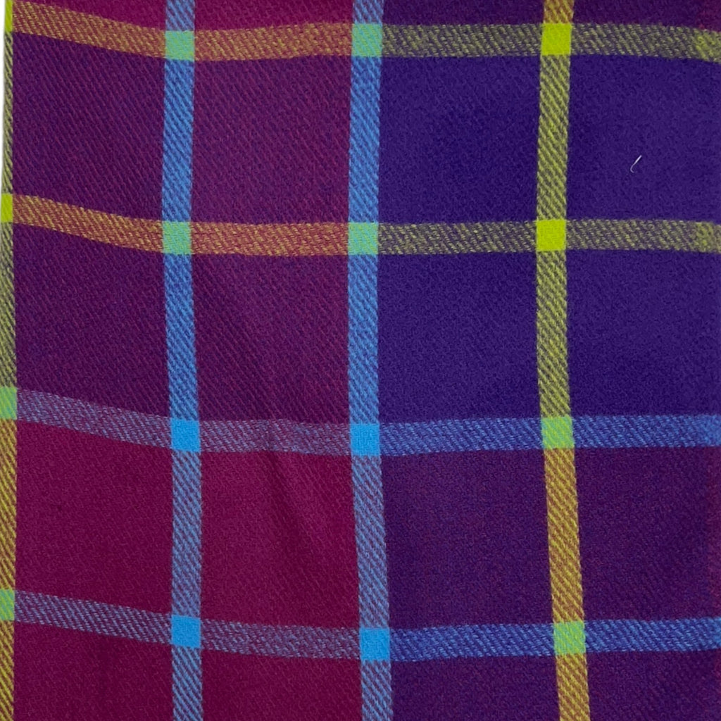 Colourful Purple Check Scarf With Tassels