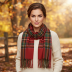 Tartan Winter Scarf With Tassle Ends Red