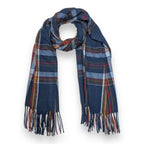 Tartan Winter Scarf With Tassle Ends Blue
