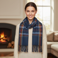 Tartan Winter Scarf With Tassle Ends Blue