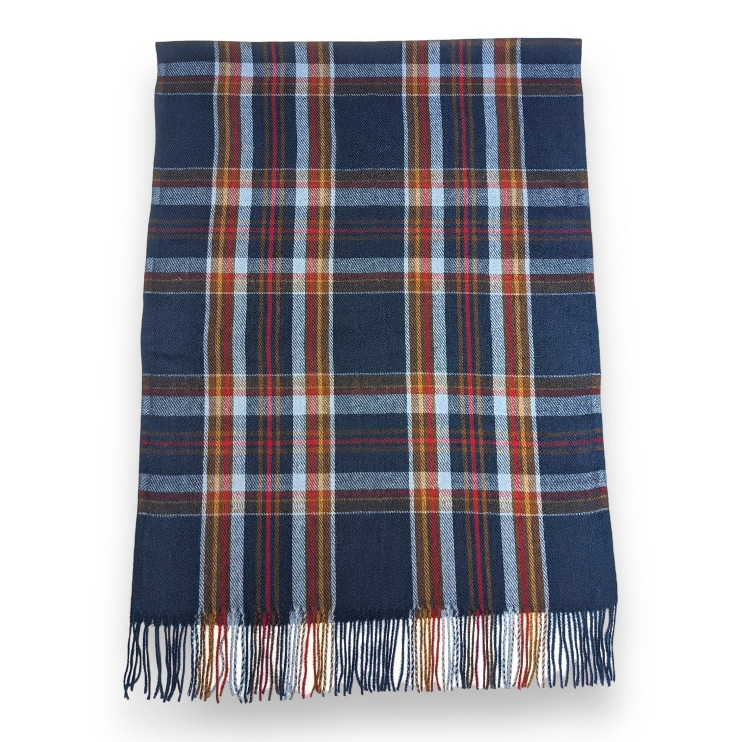 Tartan Winter Scarf With Tassle Ends Blue