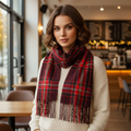 Tartan Winter Scarf With Tassle Ends Dark Red