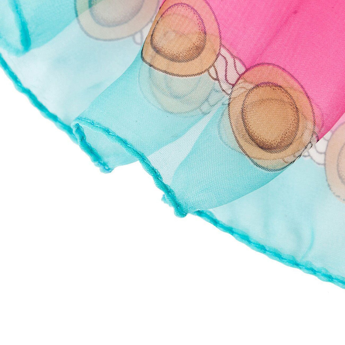 Leopard Brown Animal Print Pink Blue Edge Chiffon Scarf - SKRF