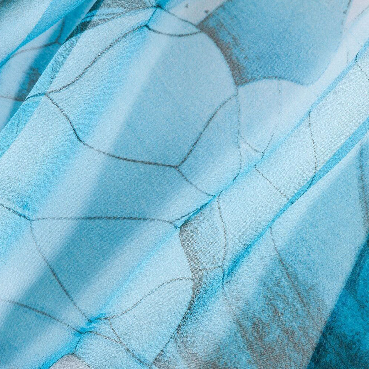 Lotus Flower & Leaves Blue Lilac Print Chiffon Scarf - SKRF