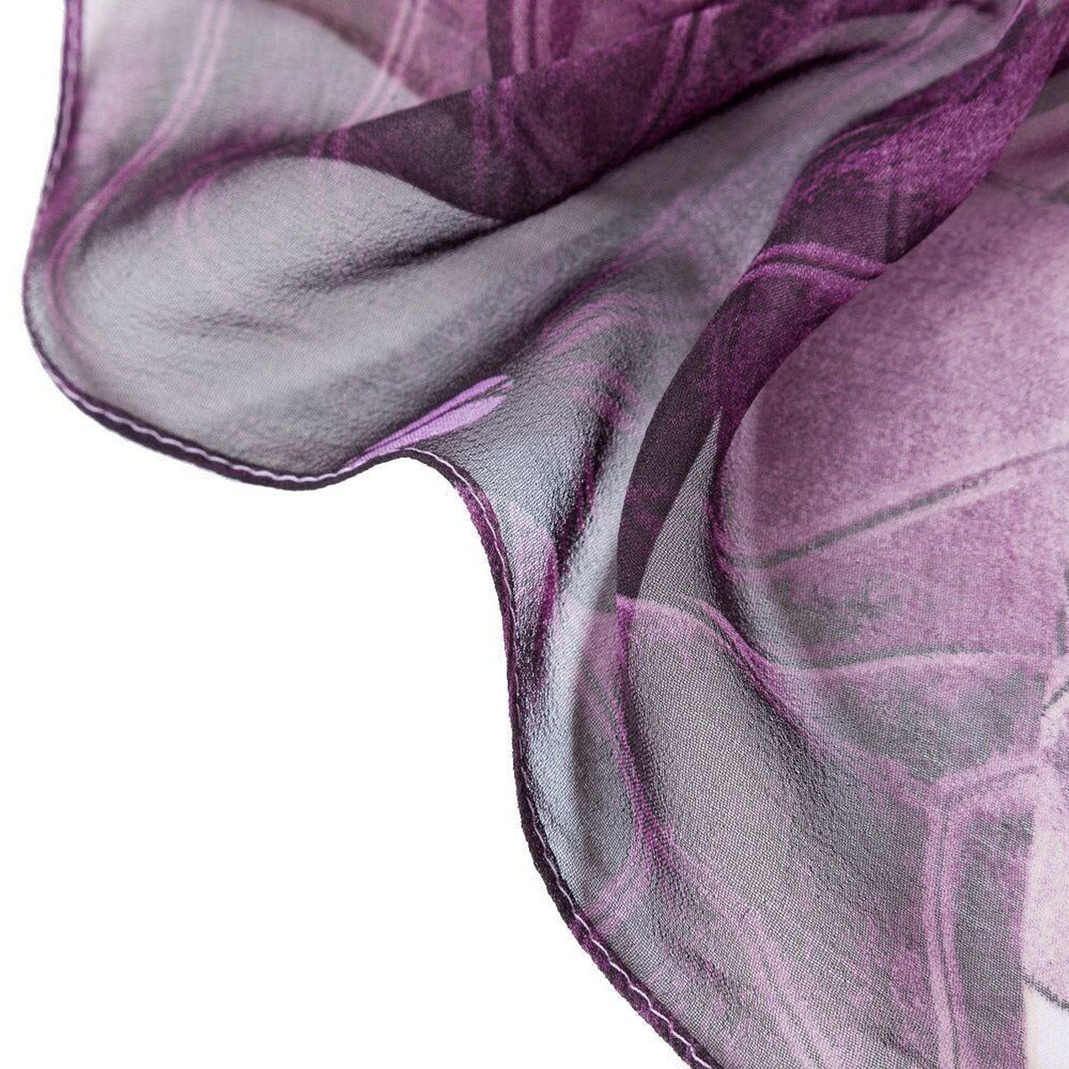Lotus Flower & Leaves Purple Lemon Print Chiffon Scarf - SKRF