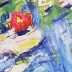 Monet Style Blue Water Lily Painting Print Wool Tassel Scarf - SKRF