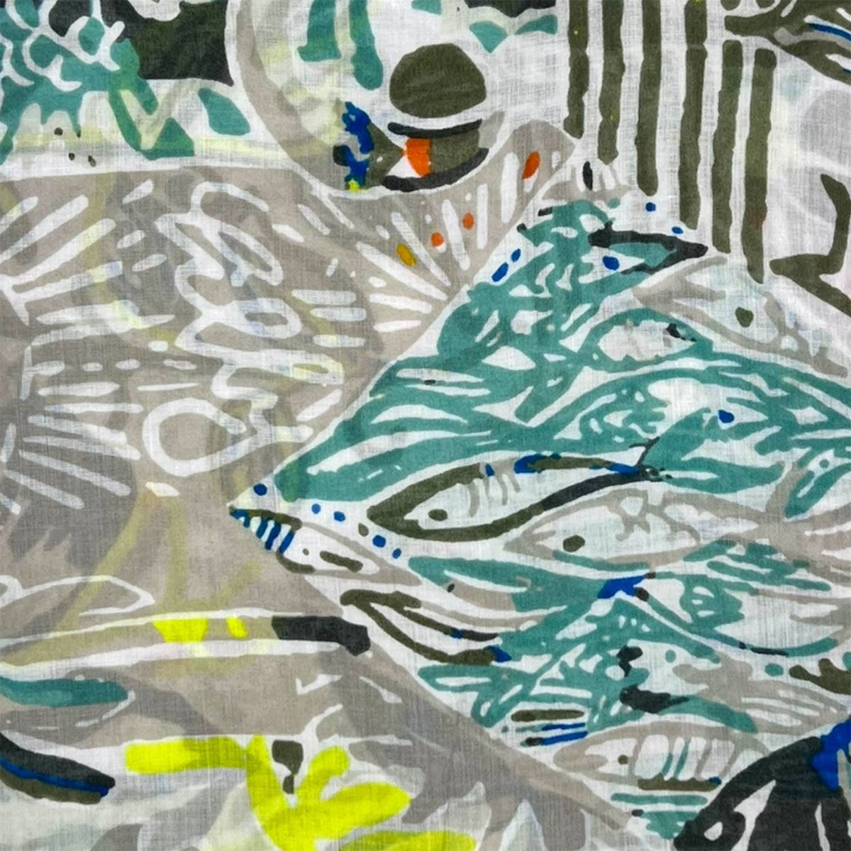 Mosaic Beige Print Fringe Edge Scarf - SKRF