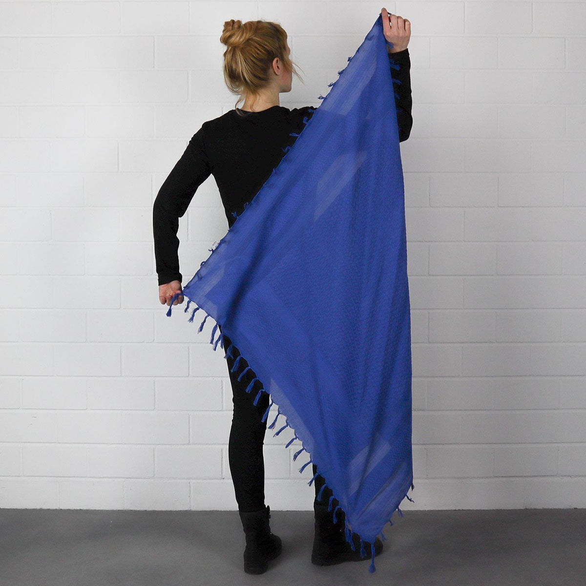 Pali Kufiya Style Blue Tassel Scarf - SKRF