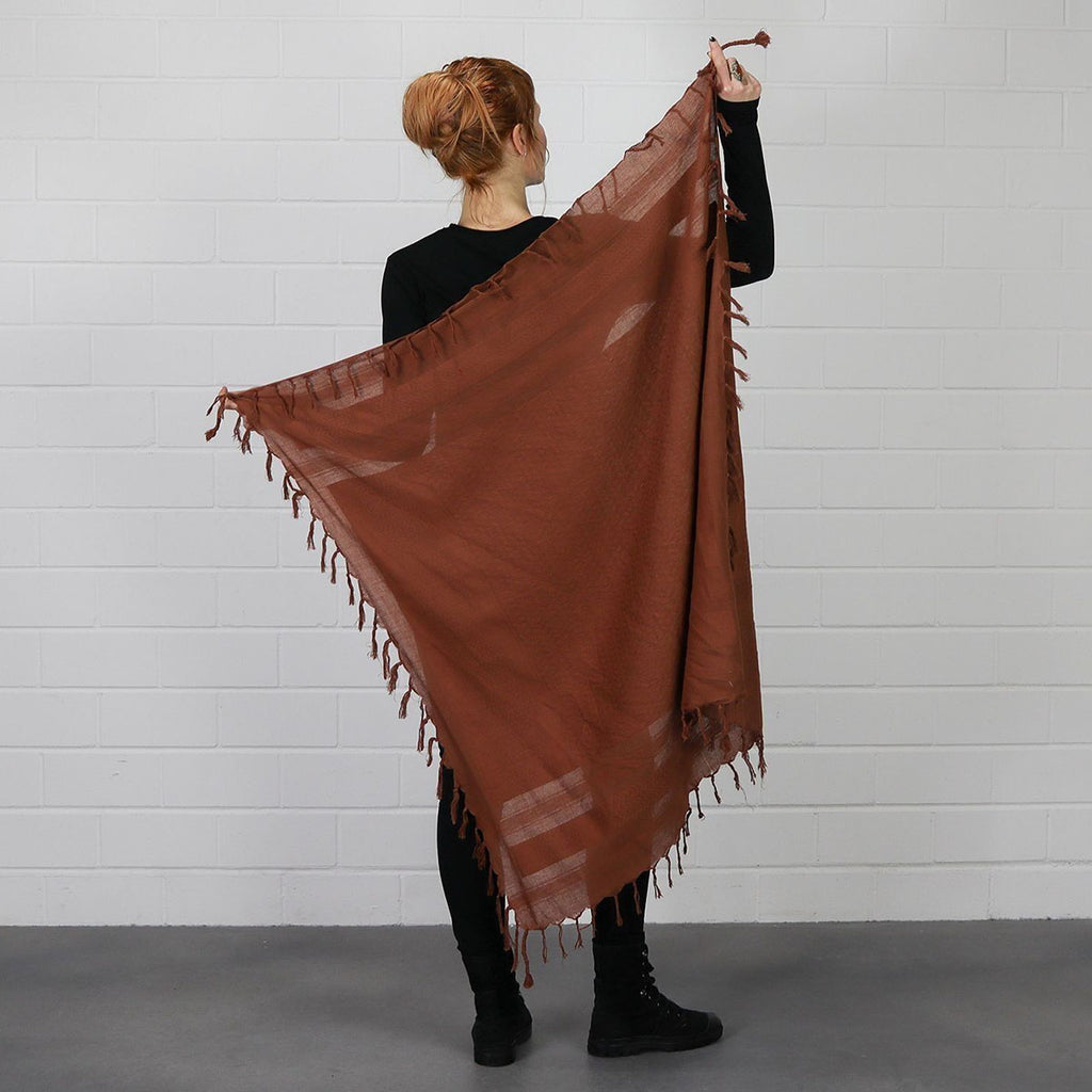 Pali Kufiya Style Brown Tassel Scarf - SKRF